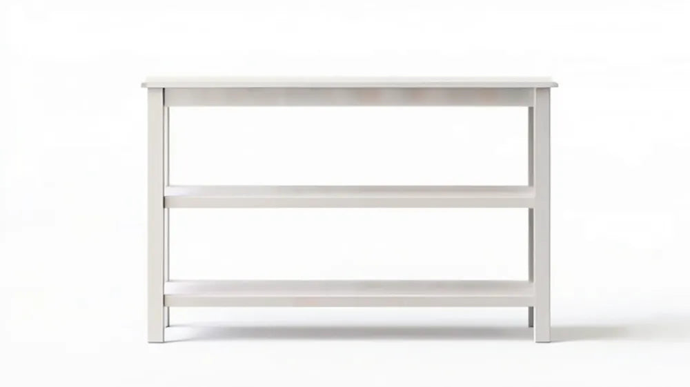 Biała konsola z MDF z trzema półkami, 90 x 30 x 60 cm
