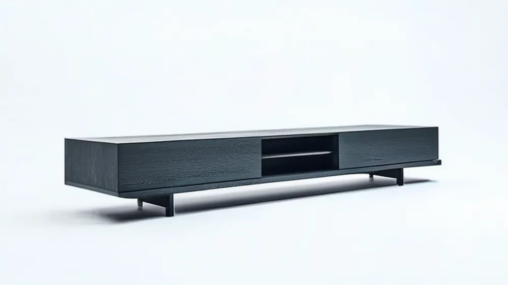 Czarna szafka RTV z płyty MDF, 180 x 40 x 45 cm