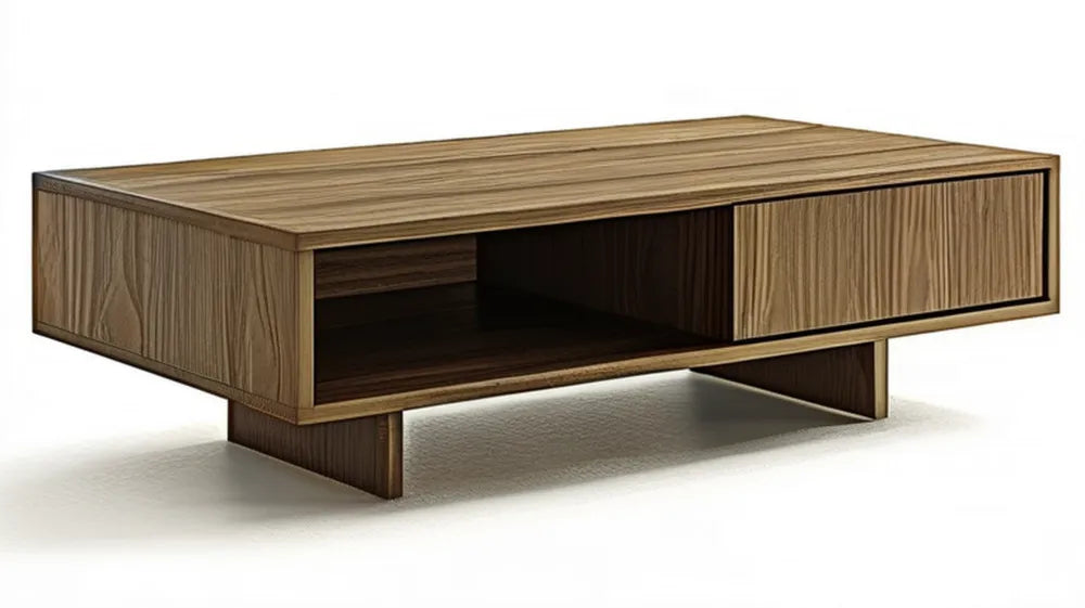 Prostokątny stolik kawowy z MDF w okleinie orzechowej, brązowy, 120 x 60 x 35 cm