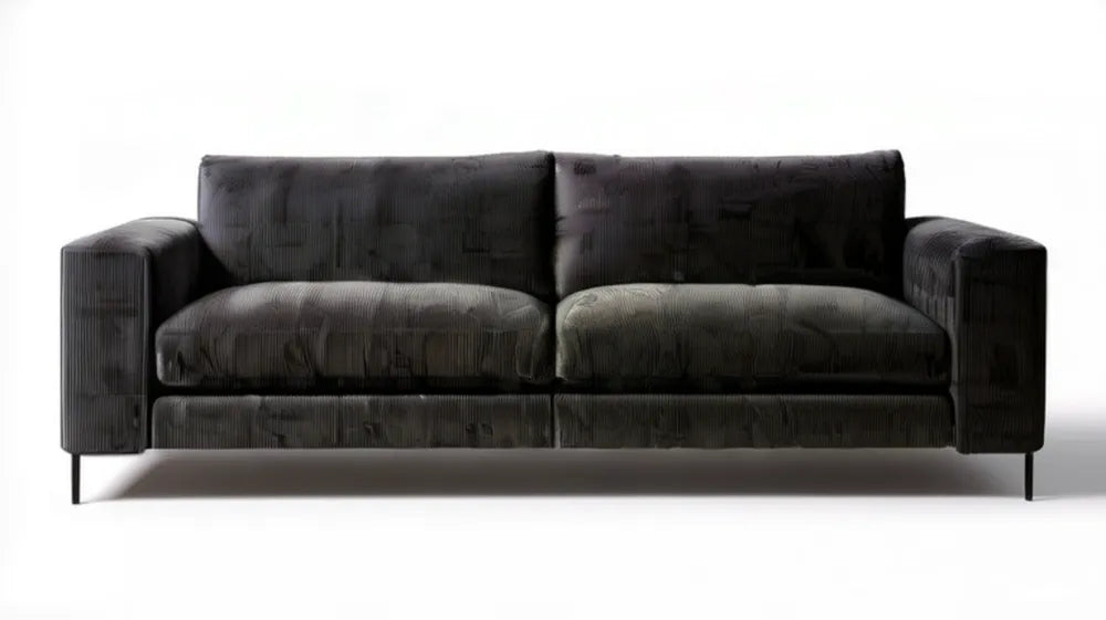 Czarna sofa trzyosobowa ze sztruksową tapicerką 220 x 90 x 82 cm
