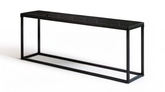 Konsola z blatem MDF w dekorze czarnego marmuru, stalowa rama, 100 x 30 x 75 cm