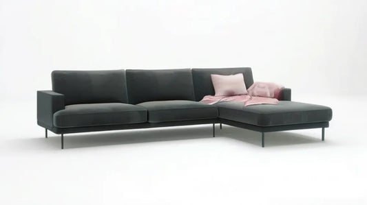 Grafitowa sofa narożna prawostronna 3-osobowa z szezlongiem 280 x 160 x 85 cm