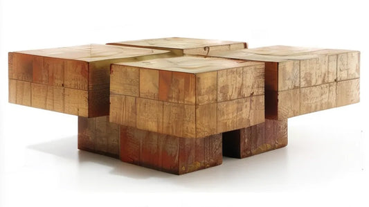 Modułowy zestaw 4 kwadratowych elementów z litego drewna tekowego 120 x 120 x 35 cm Brązowy/Jasnobrązowy/Ciemnobrązowy