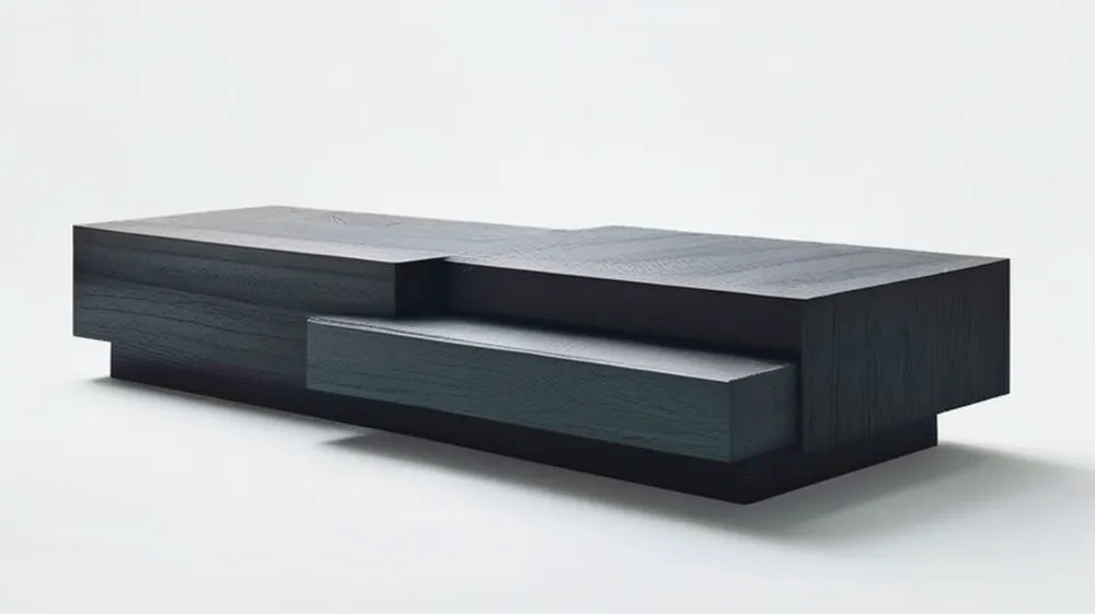 Prostokątny stolik kawowy z otwartą półką, czarny, 120 x 60 x 32 cm