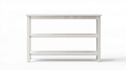 Biała konsola z MDF z trzema półkami, 90 x 30 x 60 cm