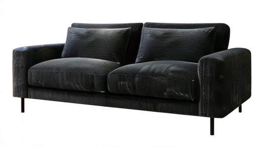 Czarna dwuosobowa sofa sztruksowa 200 × 90 × 80 cm