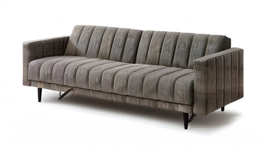 Sofa 4-osobowa z aksamitną tapicerką szarobrązowa, 260 x 90 x 85 cm
