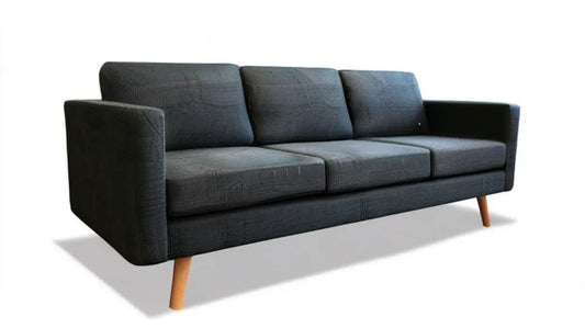 Trzyosobowa sofa ciemnoszara z naturalnymi drewnianymi nogami 220 × 85 × 85 cm