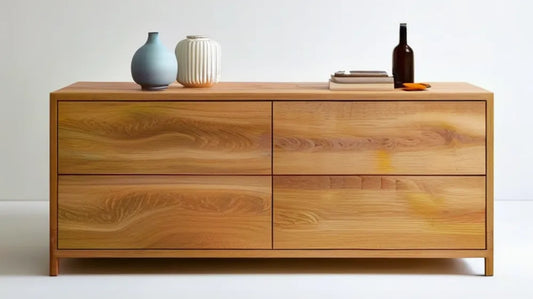 Komoda z 4 szufladami, fornir dębowy naturalny, 160 x 45 x 80 cm