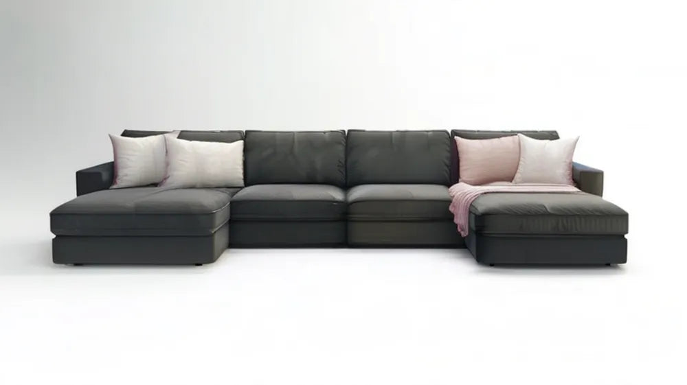Grafitowa sofa modułowa w kształcie U z tapicerką PU, 360 x 160 x 85 cm