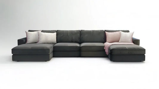 Grafitowa sofa modułowa w kształcie U z tapicerką PU, 360 x 160 x 85 cm