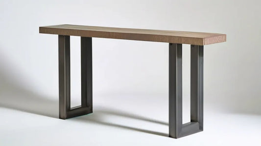Konsola z blatem MDF w kolorze orzechowym, 120 x 30 x 75 cm