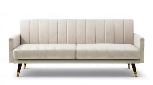 Trzyosobowa sofa kremowa z tapicerką ze skóry syntetycznej PU, 200 × 84 × 85 cm