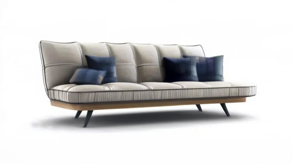 Trzyosobowa sofa z tapicerką PU beżowa 220 x 90 x 85 cm