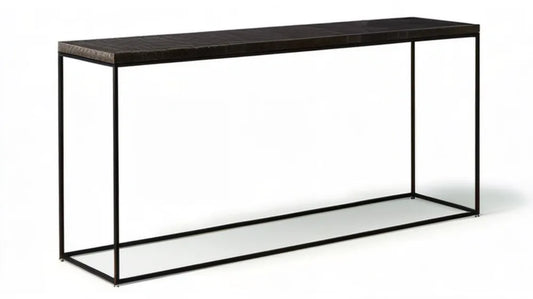 Konsola z blatem MDF w dekorze czarnego marmuru i stalową ramą 120 x 35 x 75 cm