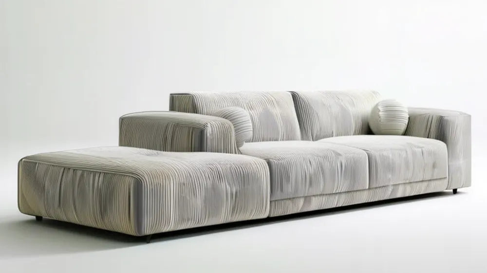 Jasnoszara sofa narożna 3-osobowa z szezlongiem, 300 × 170 × 78 cm