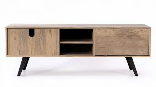 Szafka RTV z przesuwnymi frontami, naturalny dąb/czarny, 160 x 40 x 55 cm