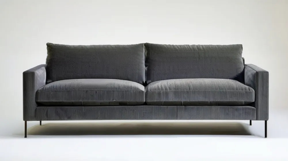Dwuosobowa sofa sztruksowa ciemnoszara z czarnymi nogami 180 x 85 x 82 cm