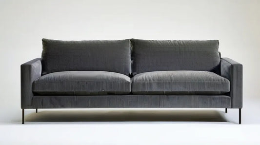 Dwuosobowa sofa sztruksowa ciemnoszara z czarnymi nogami 180 x 85 x 82 cm