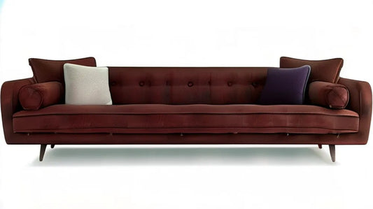 Bordowa sofa czteroosobowa z aksamitną tapicerką, 240 x 95 x 80 cm