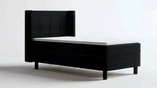Czarne tapicerowane łóżko ze skóry syntetycznej PU z materacem 160 x 200 cm